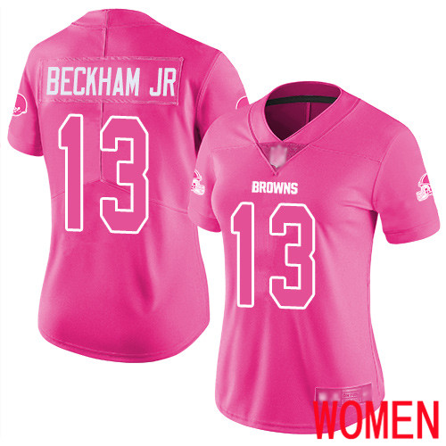 Cleveland Browns Odell Beckham Jr Women Pink Limited Jersey 13 NFL Football Rush Fashion